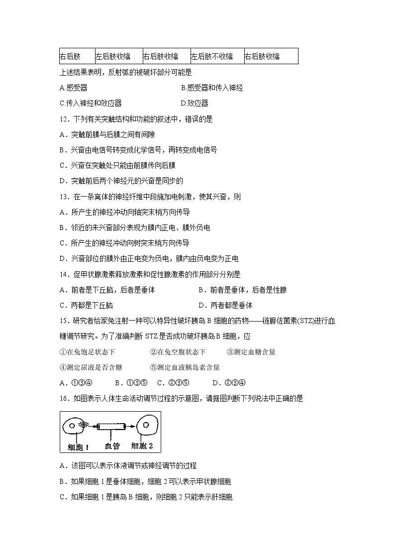 【生物】湖北省宜昌市葛洲坝中学2019-2020学年高二上学期期中考试试题03