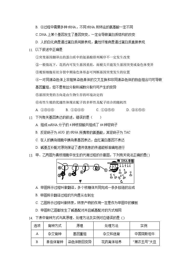 【生物】江西省南昌市八一中学、洪都中学、十七中、实验中学、南师附中五校2019-2020学年高二上学期期中联考试题03