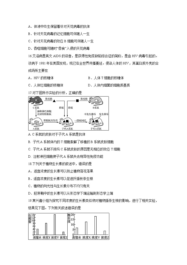 【生物】江苏省大丰市新丰中学2019-2020学年高二上学期期中考试试题（选修）03