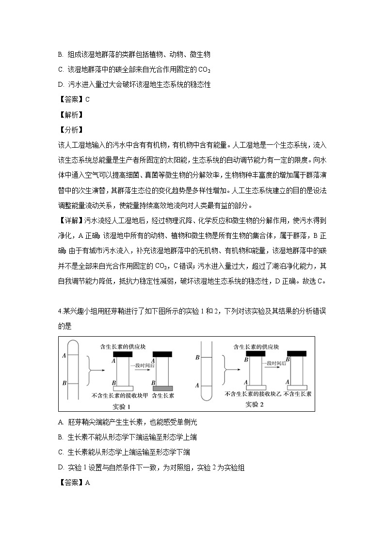 【生物】江西省宜春市上高二中2019届高三下学期5月全真模拟理科综合（解析版）第3页