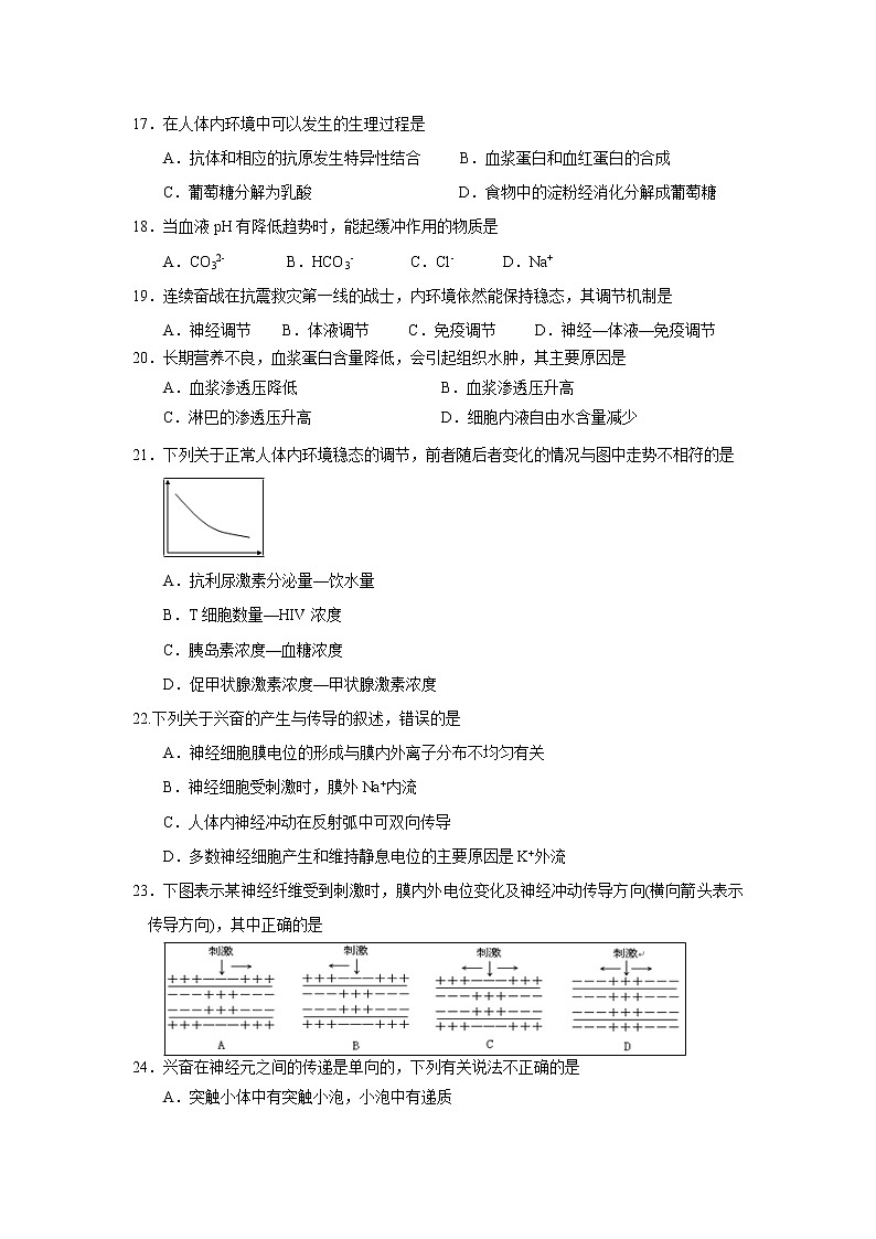 【生物】福建省厦门外国语学校2019-2020学年高二上学期期中考试试题03