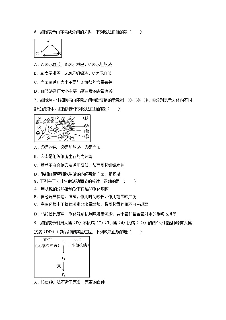 【生物】福建省宁德市高中同心顺联盟校2019-2020学年高二上学期期中考试试题第2页