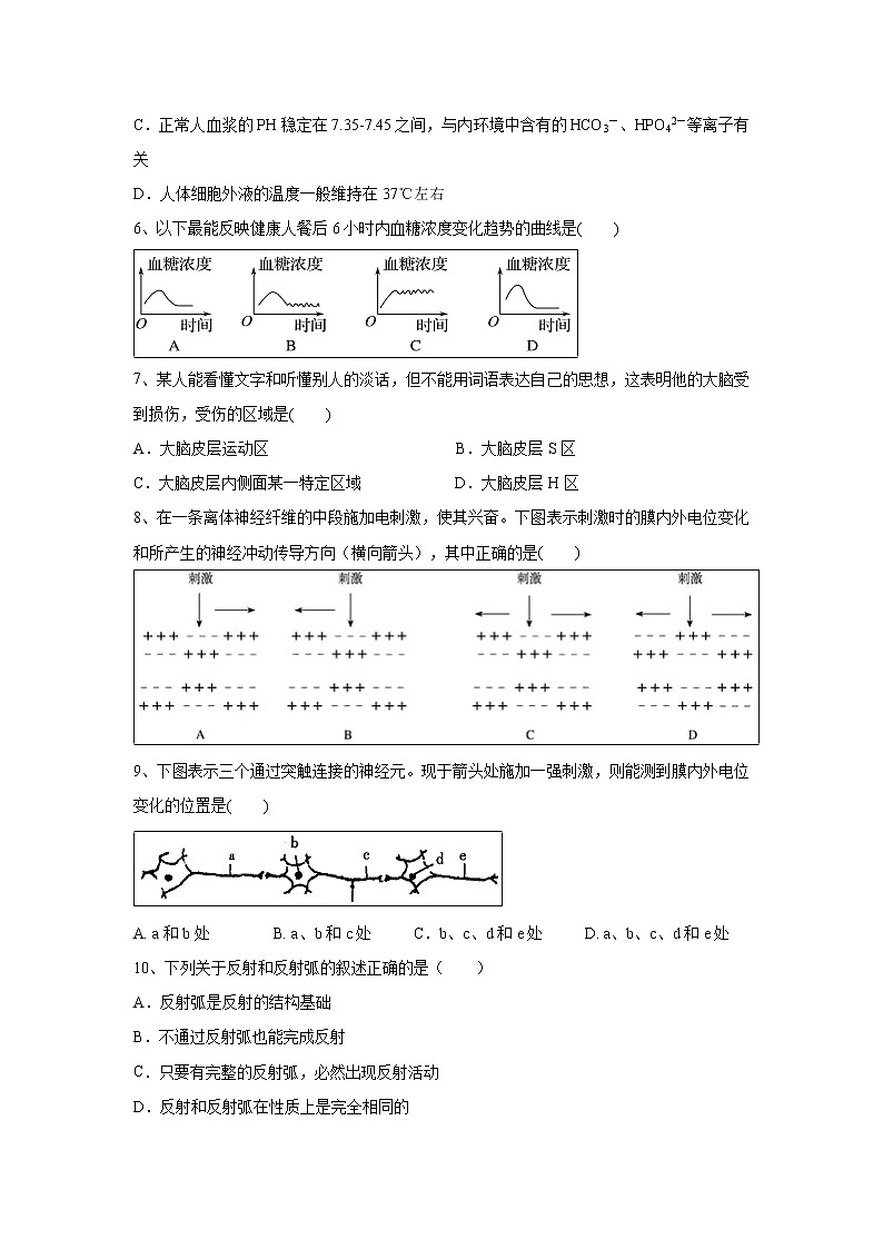 【生物】天津市静海区大邱庄中学等四校2019-2020学年高二9月联考试题02