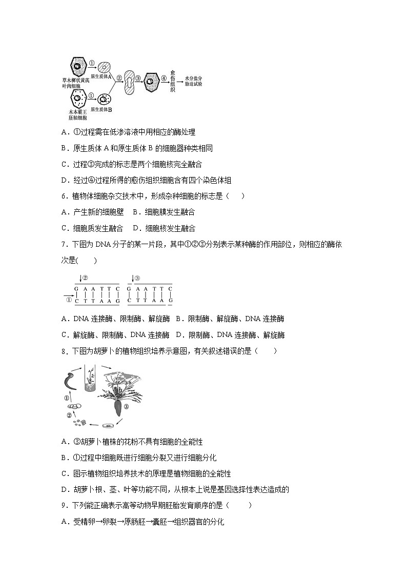 【生物】广东省梅州市富力足球学校2019-2020学年高二下学期3月线上教学检测试题第2页