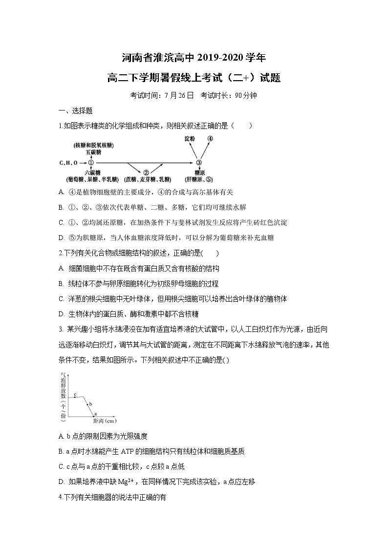 【生物】河南省淮滨高中2019-2020学年高二下学期暑假线上考试（二 ）试题（解析版） (1)01
