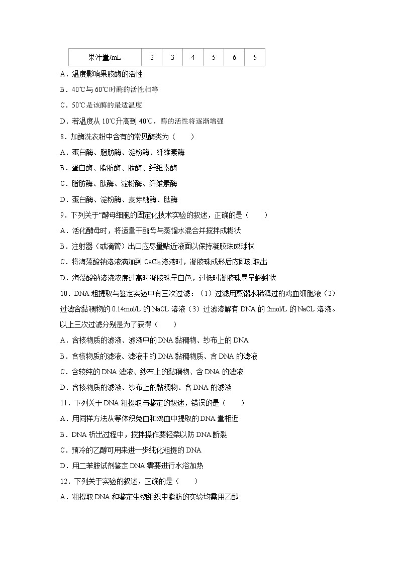 【生物】河南省洛阳市第一高级中学2019-2020学年高二下学期周练（3.1）试题03