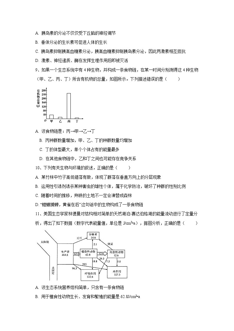 【生物】黑龙江省大庆铁人中学2019-2020学年高二下学期3月月考试题（线上考试）03