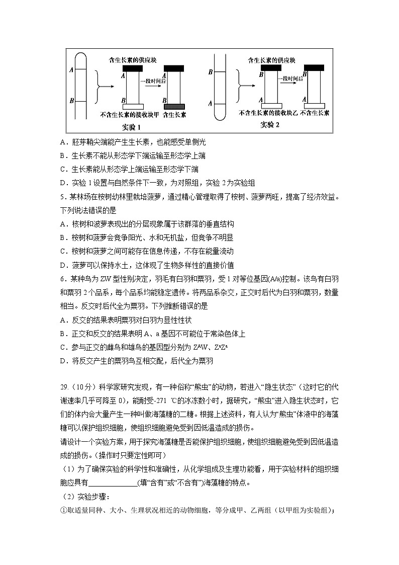 【生物】江西省上高二中2019届高三5月全真模拟 试卷02