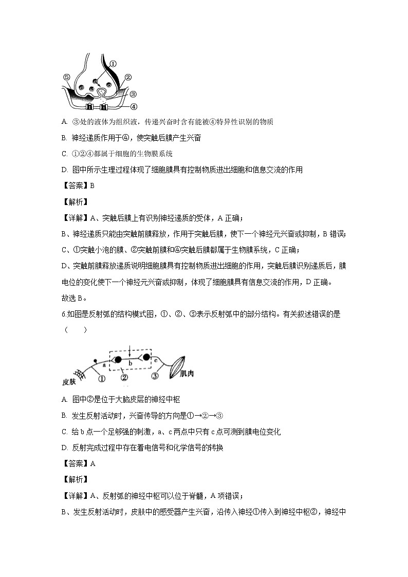 【生物】内蒙古集宁一中（西校区）2019-2020学年高二上学期第一次月考试题（解析版）03