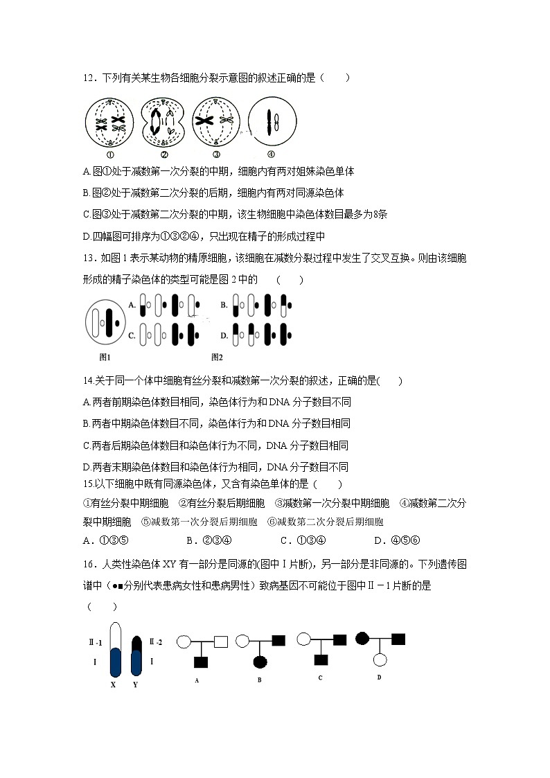 【生物】山东省泰安市宁阳一中2019-2020学年高二上学期第一次月考试卷03