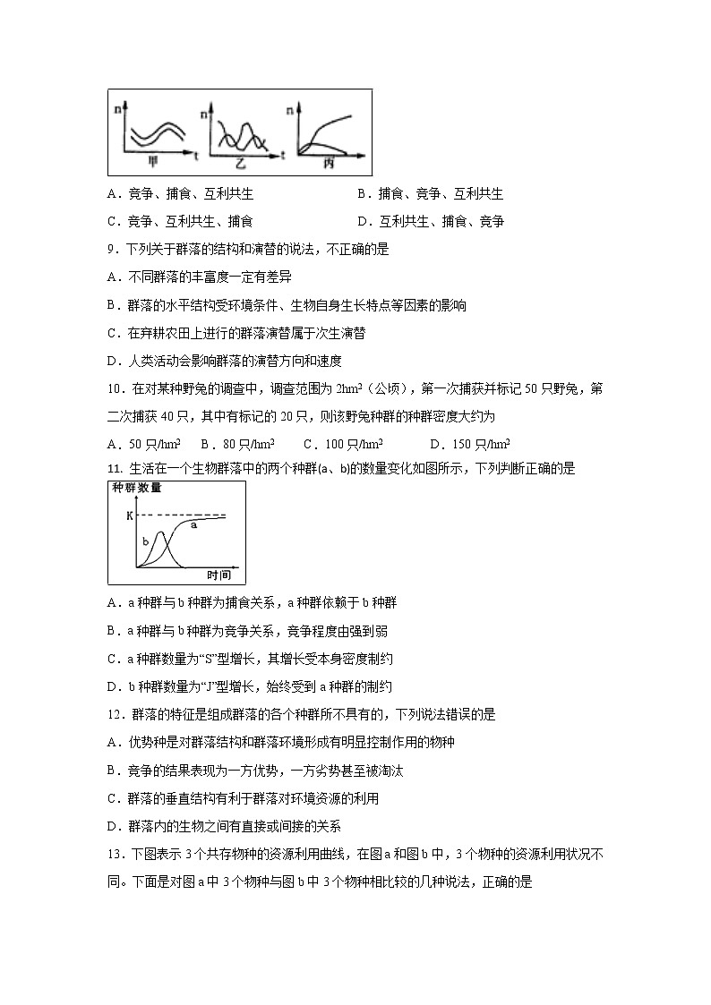【生物】陕西省榆林市第二中学2019-2020学年高二上学期第二次月考试题03