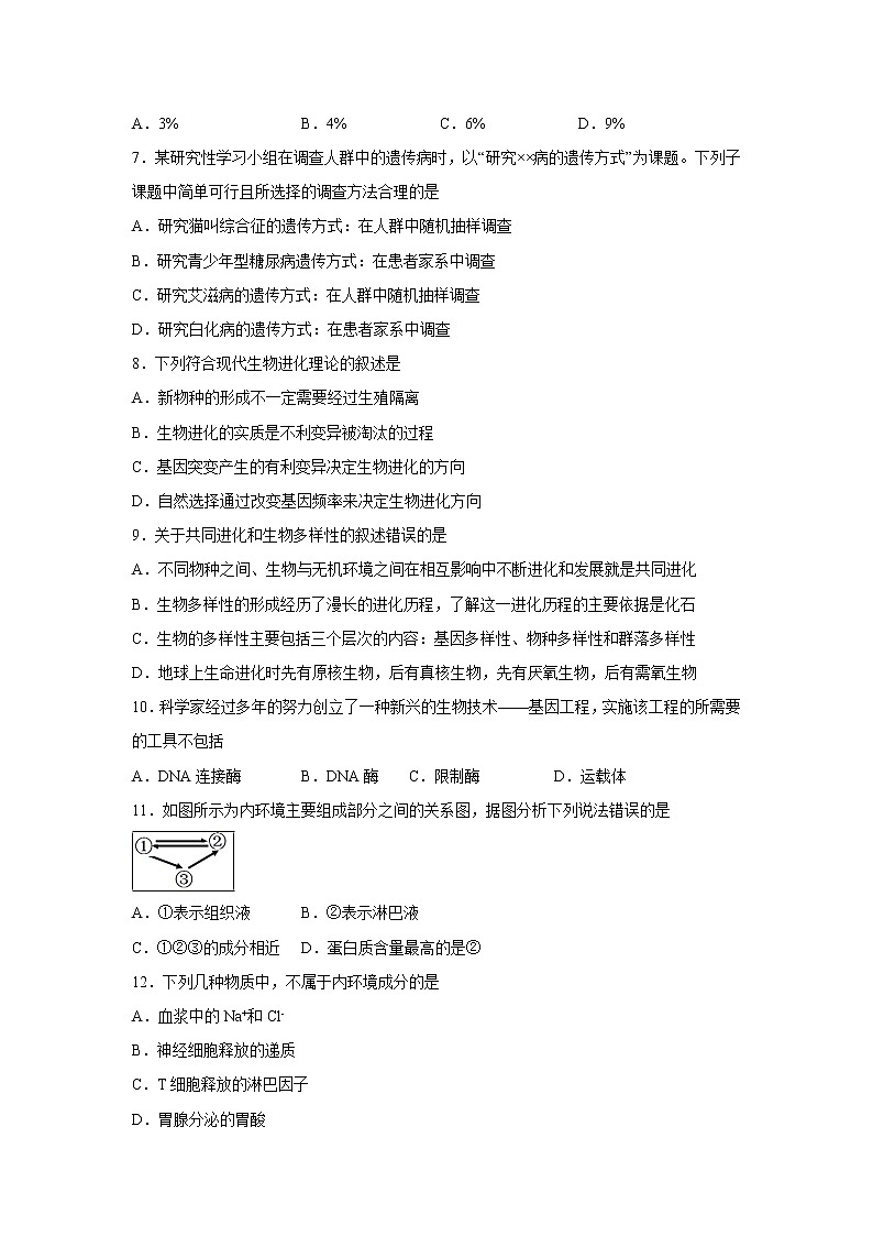 【生物】四川省绵阳南山中学实验学校2019-2020学年高二12月月考试题第2页