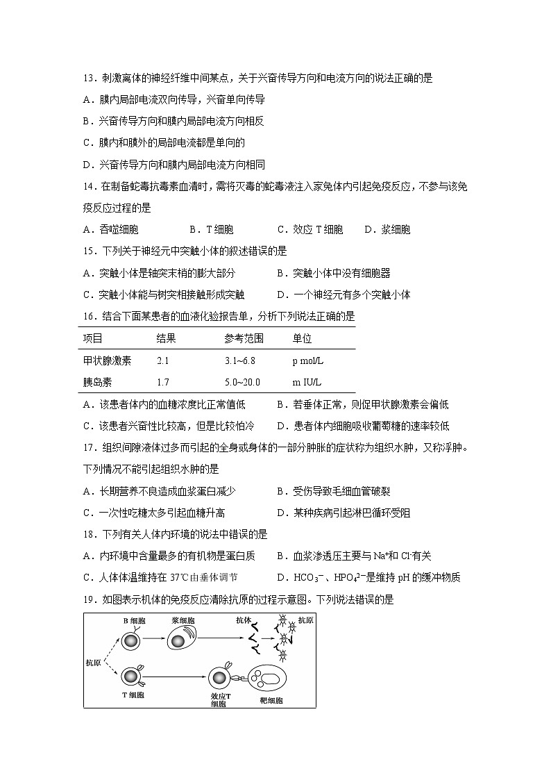 【生物】四川省绵阳南山中学实验学校2019-2020学年高二12月月考试题第3页