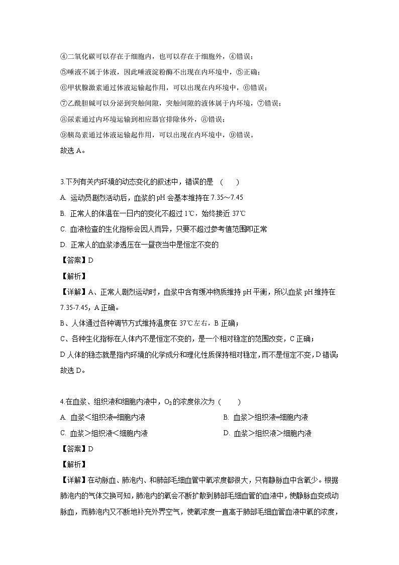 【生物】江苏省连云港市东海县白塔高级中学2019-2020学年高二上学期暑假检测试题（解析版）02