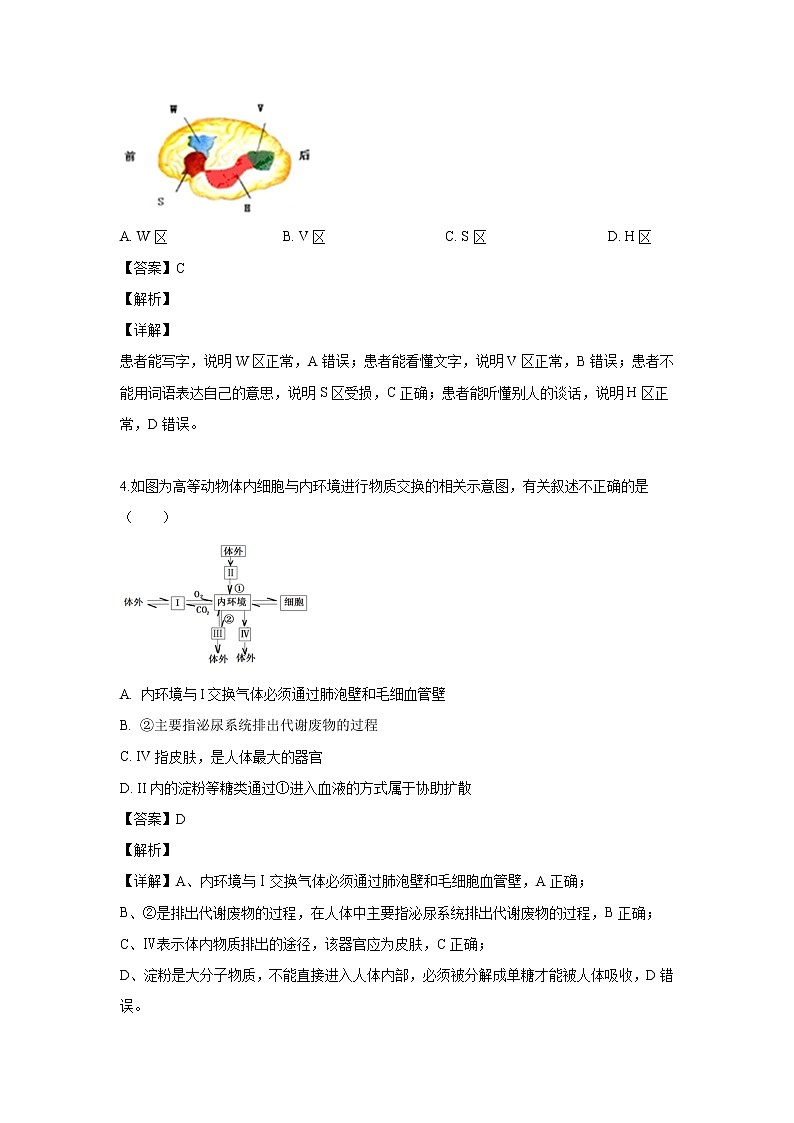 【生物】江苏省苏州市震泽中学2019-2020学年高二上学期第一次月考试题（解析版）02