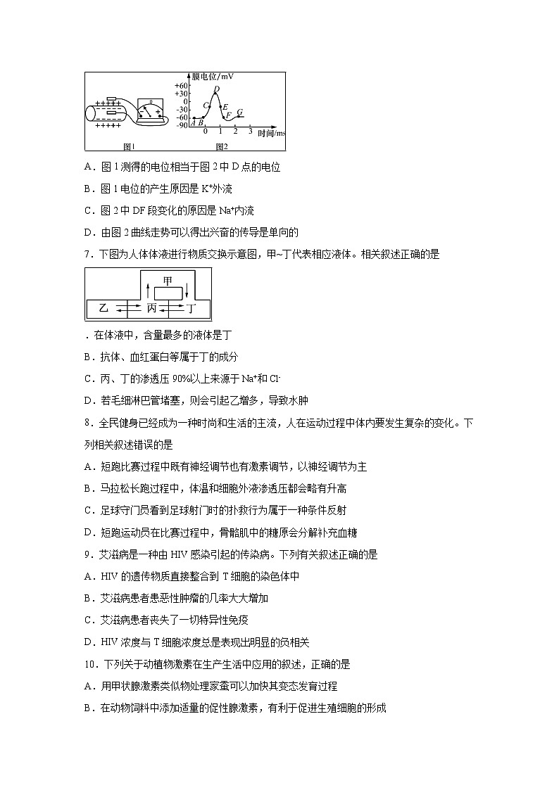 【生物】江苏省如皋中学2019-2020学年高二上学期教学质量调研（三）（选修）试题02