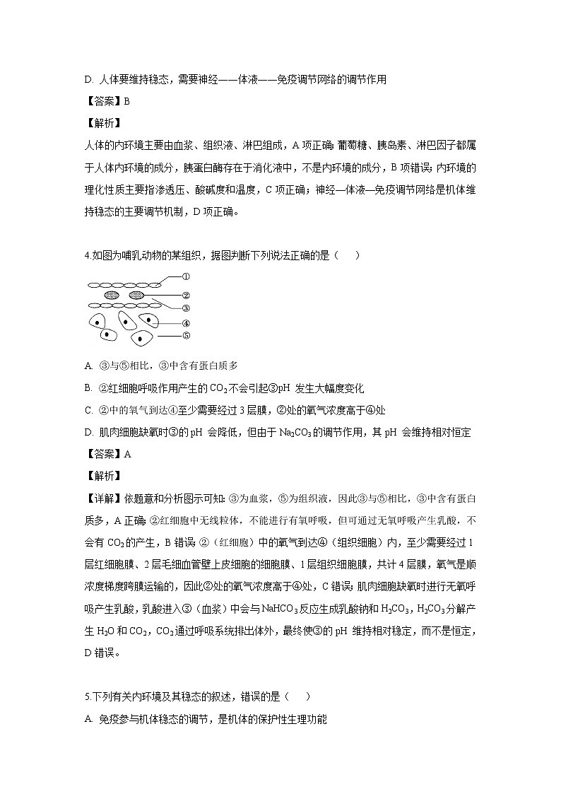 【生物】吉林省白山市靖宇县一中2019-2020学年高二上学期第一次月考试题（解析版）02