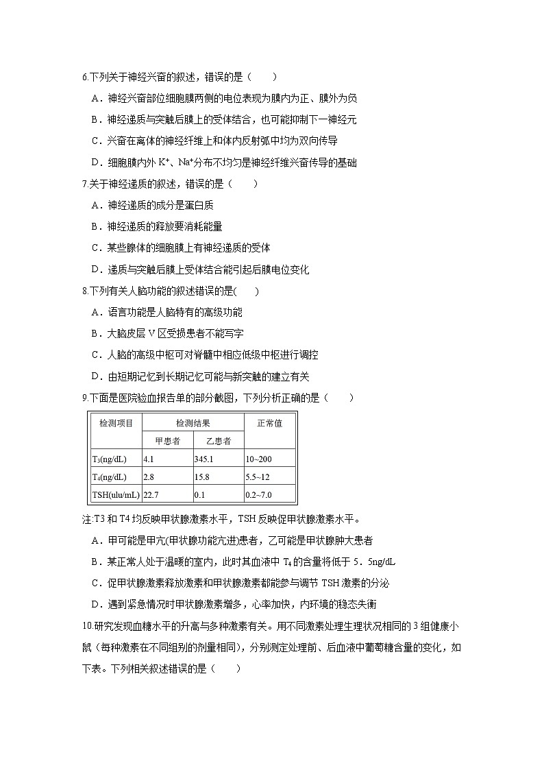 【生物】福建省泉州第十六中学2019-2020学年高二10月份月考试题（解析版）02
