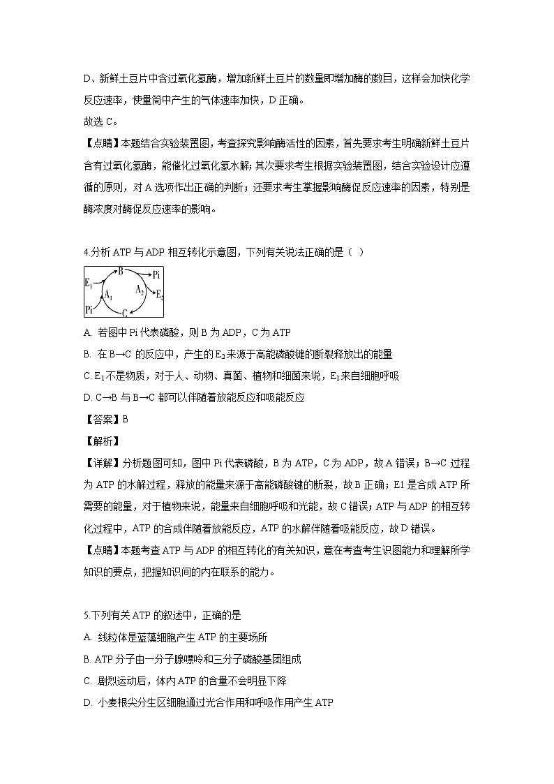 【生物】甘肃省兰州市一中2019-2020学年高二9月月考试题（解析版）03