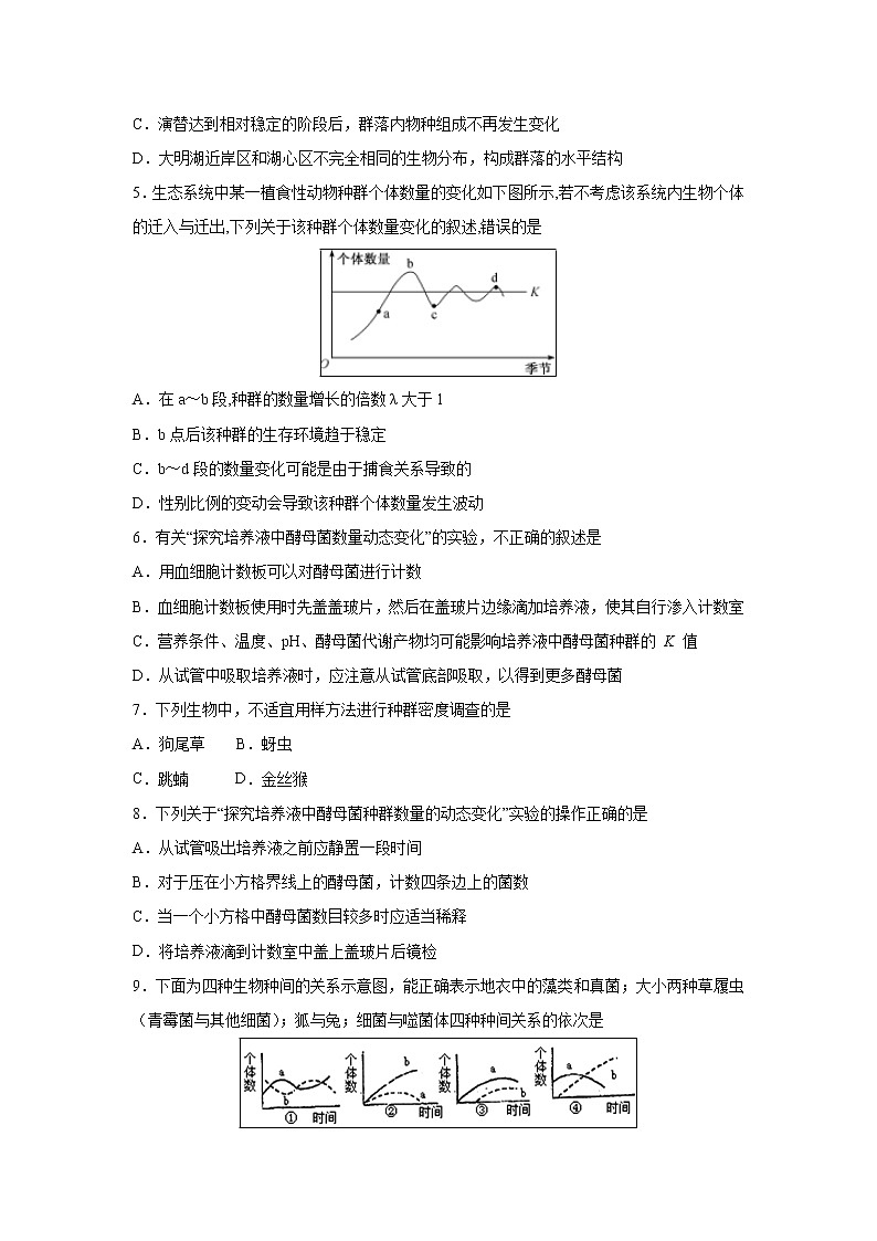 【生物】甘肃省张掖市山丹县第一中学2019-2020学年高二11月月考试题02