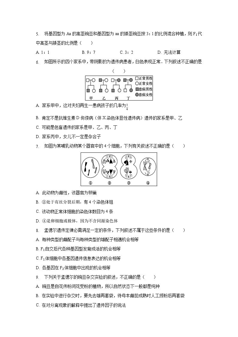 【生物】安徽省肥东第二中学2019-2020学年高二上学期入学考试试题02