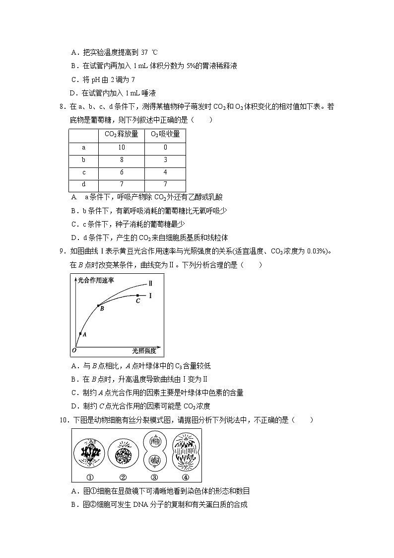 【生物】安徽省合肥第十一中学2019-2020学年高二上学期入学考试试题03