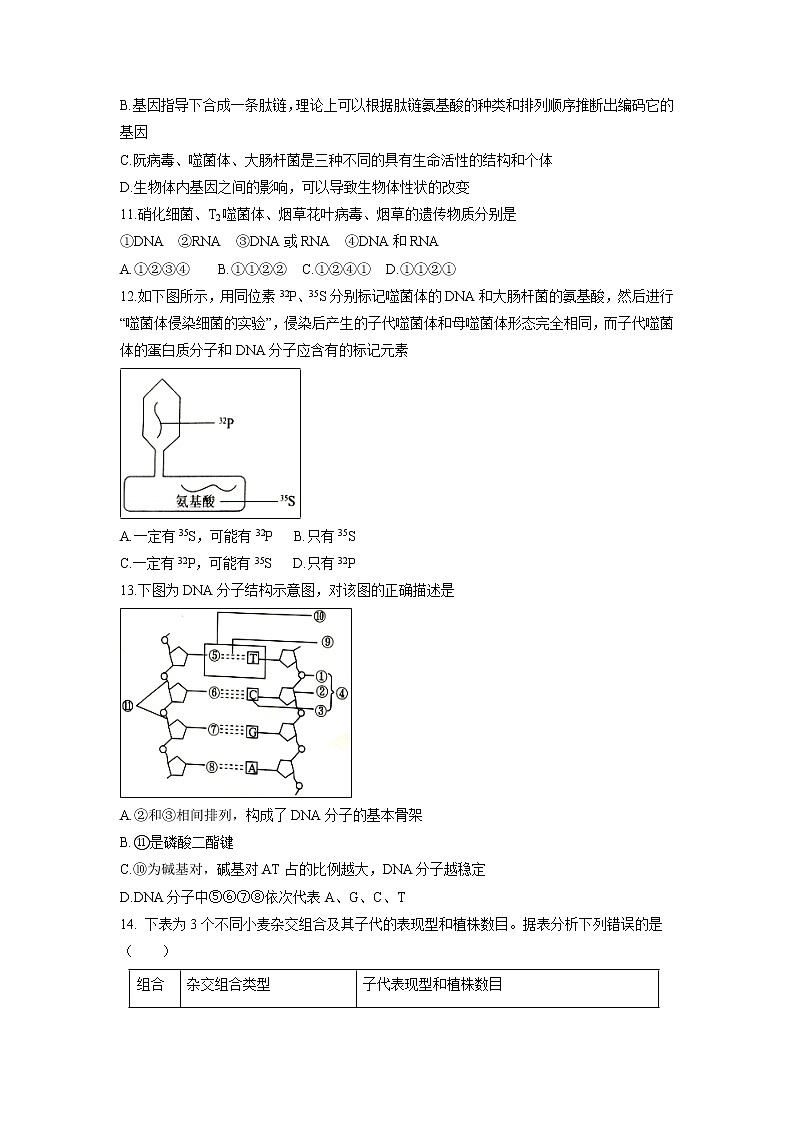 【生物】河北省承德第一中学2019-2020学年高二上学期开学考试试题03