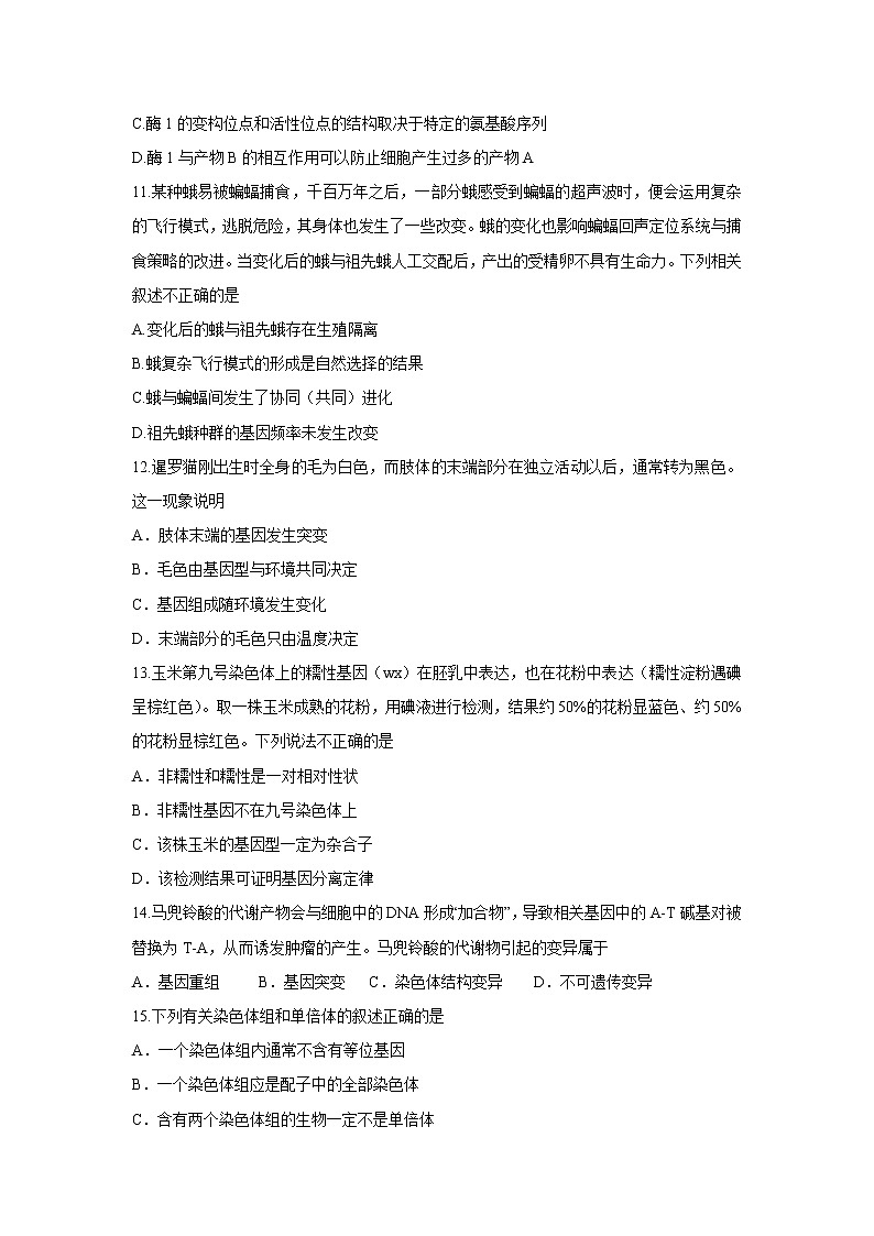 【生物】北京市延庆一中2020-2021学年高二10月检测试卷（正式版）第3页
