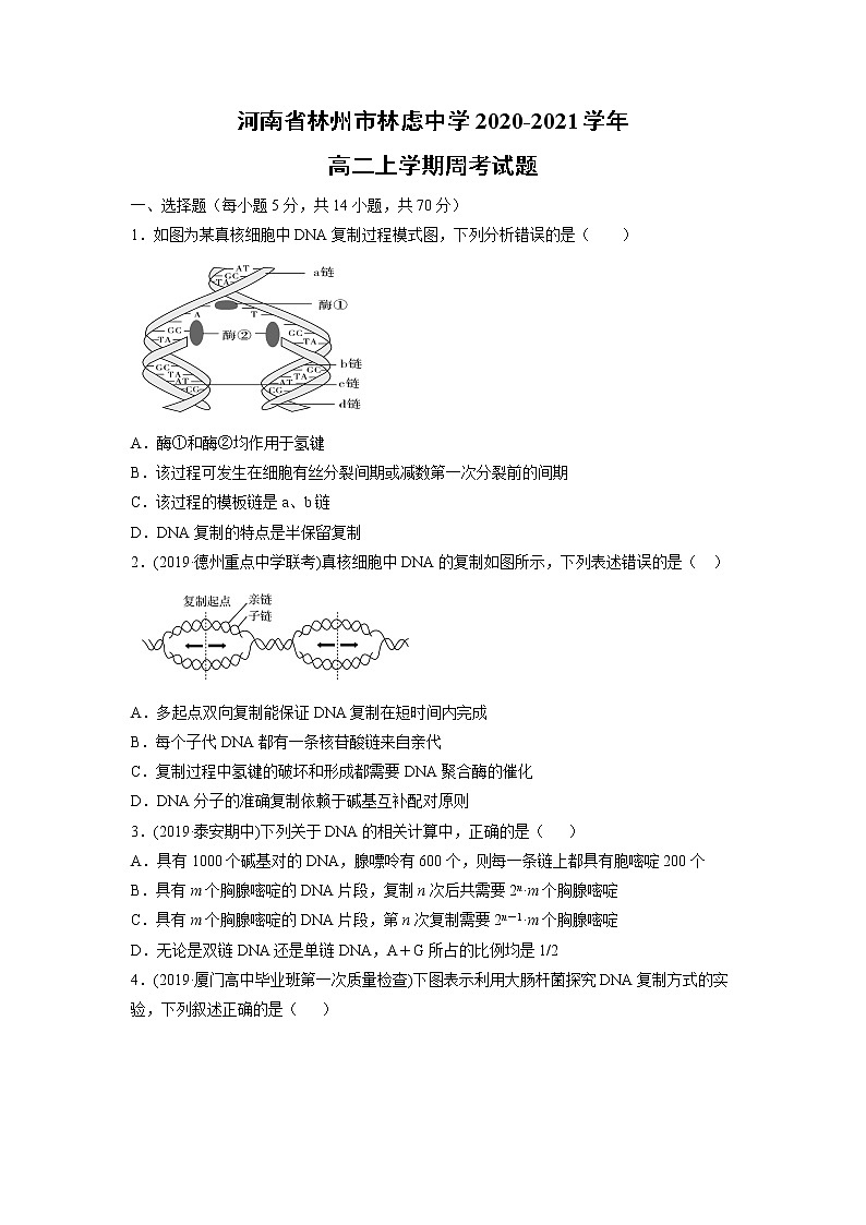 【生物】河南省林州市林虑中学2020-2021学年高二上学期周考试题（解析版）第1页