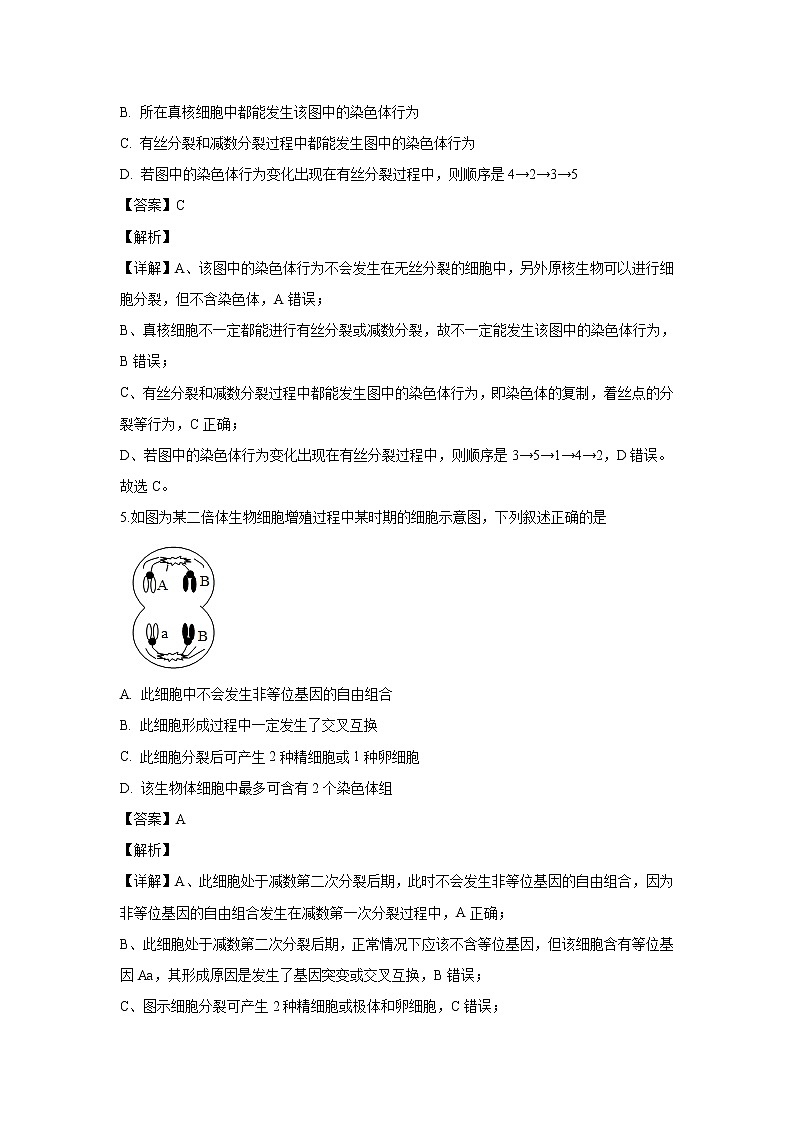 【生物】江西省宜春市上高二中2020届高三上学期第四次月考理综试题（解析版）03