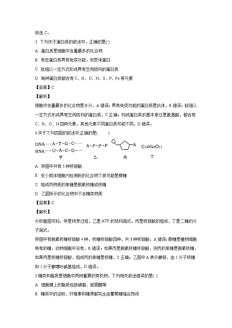 【生物】吉林省公主岭市2018-2019学年高二下学期期末考试试题（解析版）第2页