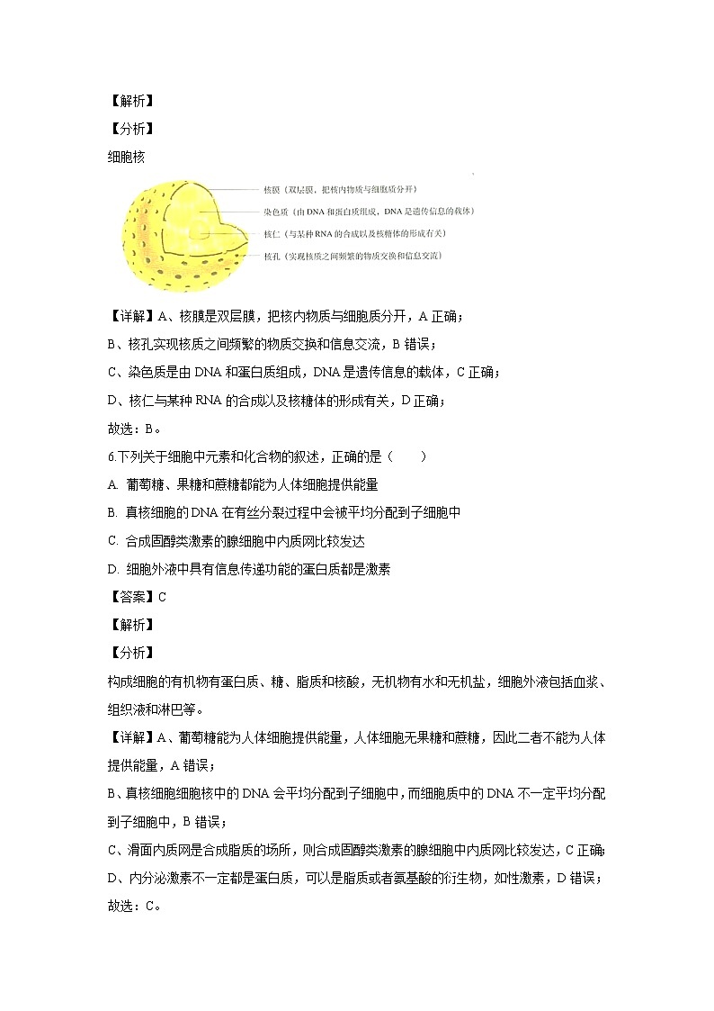 【生物】吉林省白山市2018-2019学年高二下学期期末考试试题（解析版）03