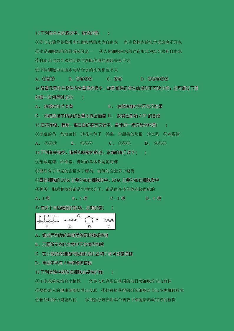 【生物】吉林省长春市实验中学2018-2019高二下学期期末考试试卷（解析版）第3页