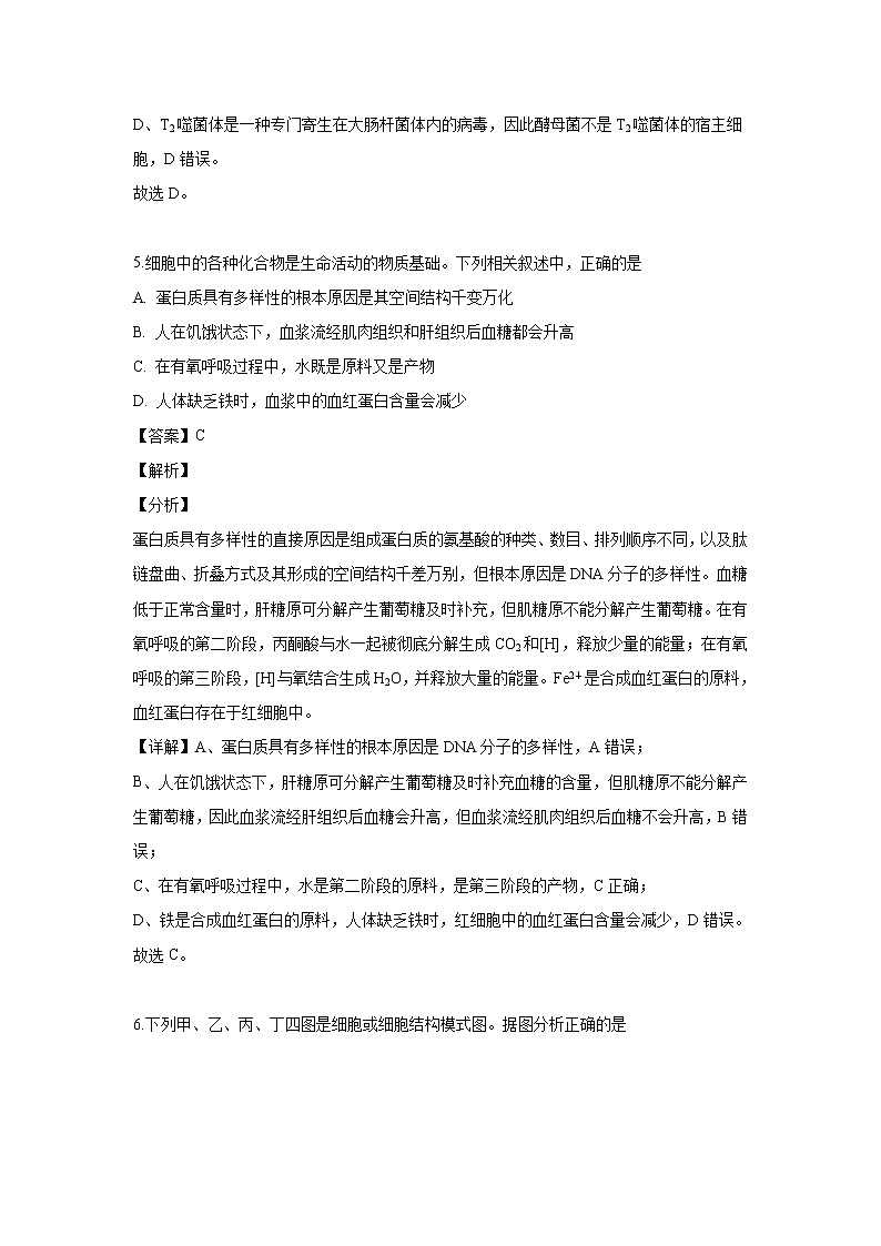 【生物】吉林省长春市外国语学校2018-2019学年高二下学期期末考试试题（解析版）第3页