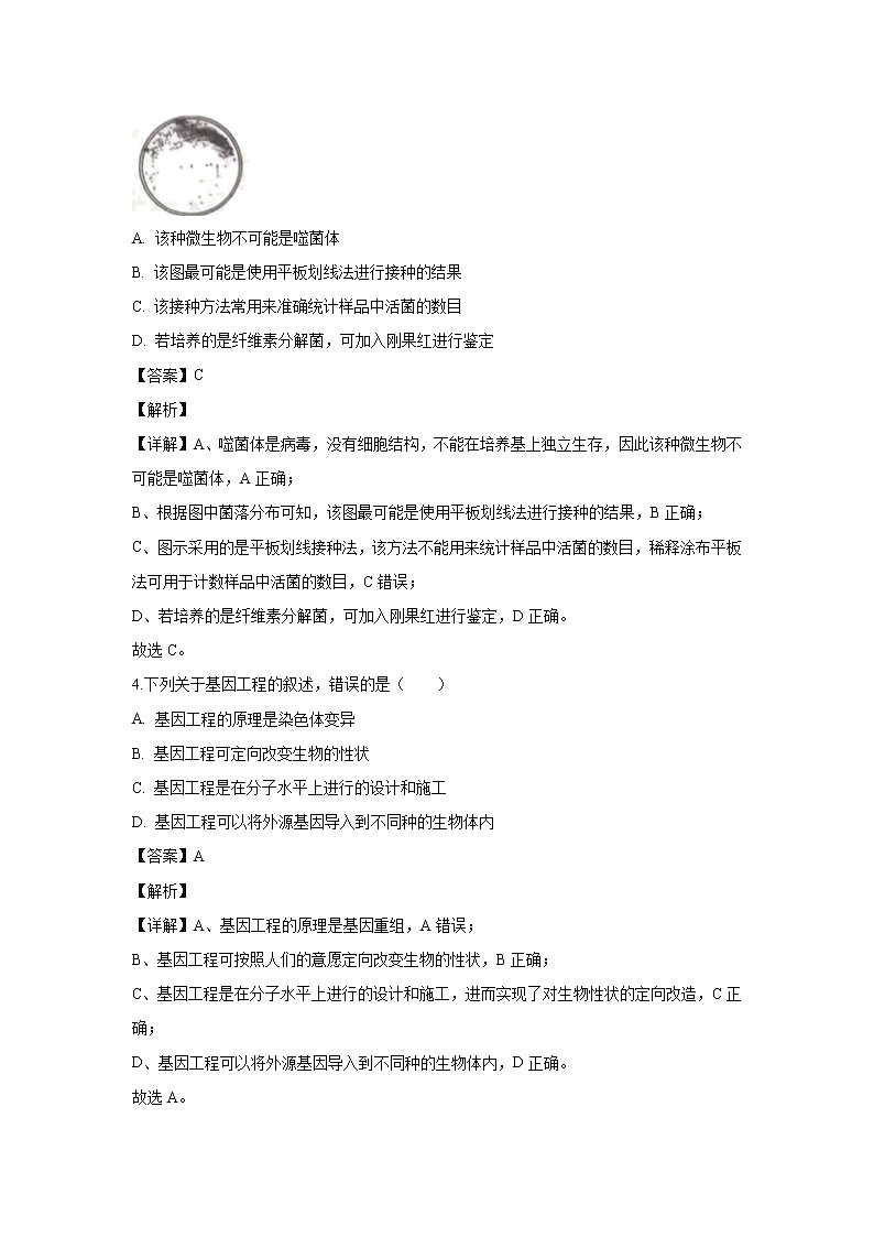 【生物】山东省日照市2018-2019学年高二下学期期末考试模块考试试卷（解析版）02