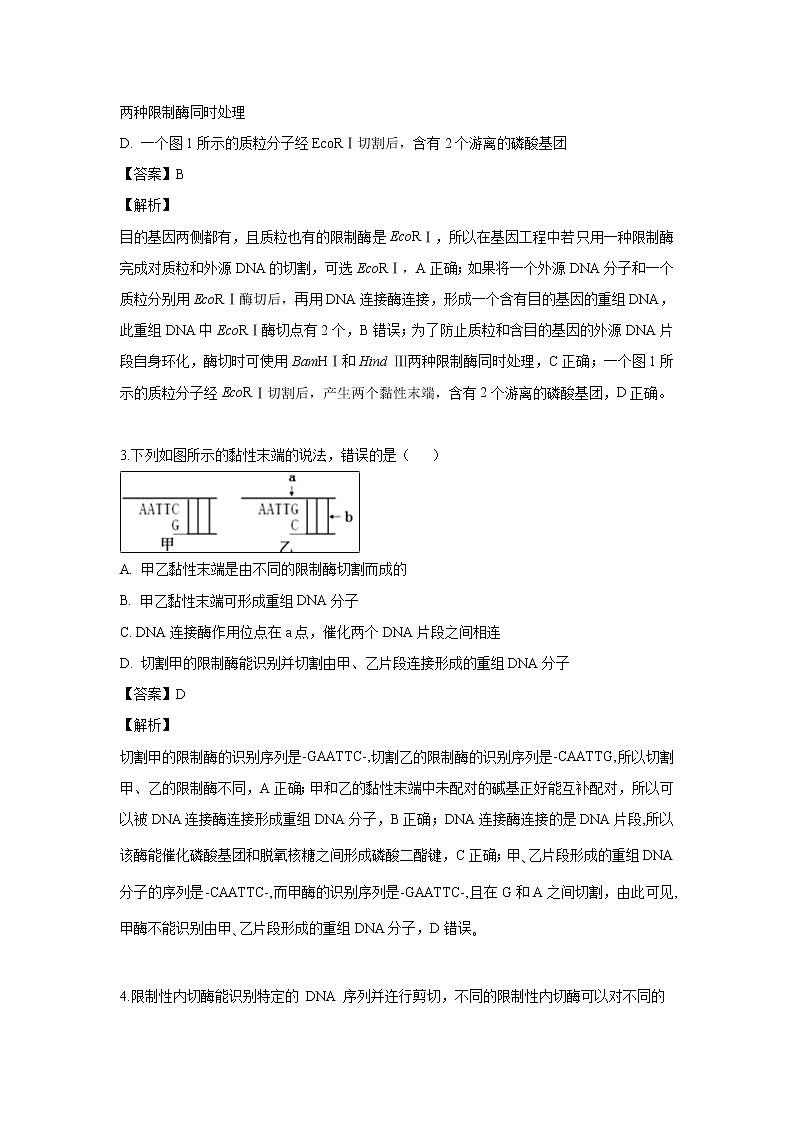 【生物】天津市一中2018-2019学年高二下学期期末考试试卷(解析版)第2页