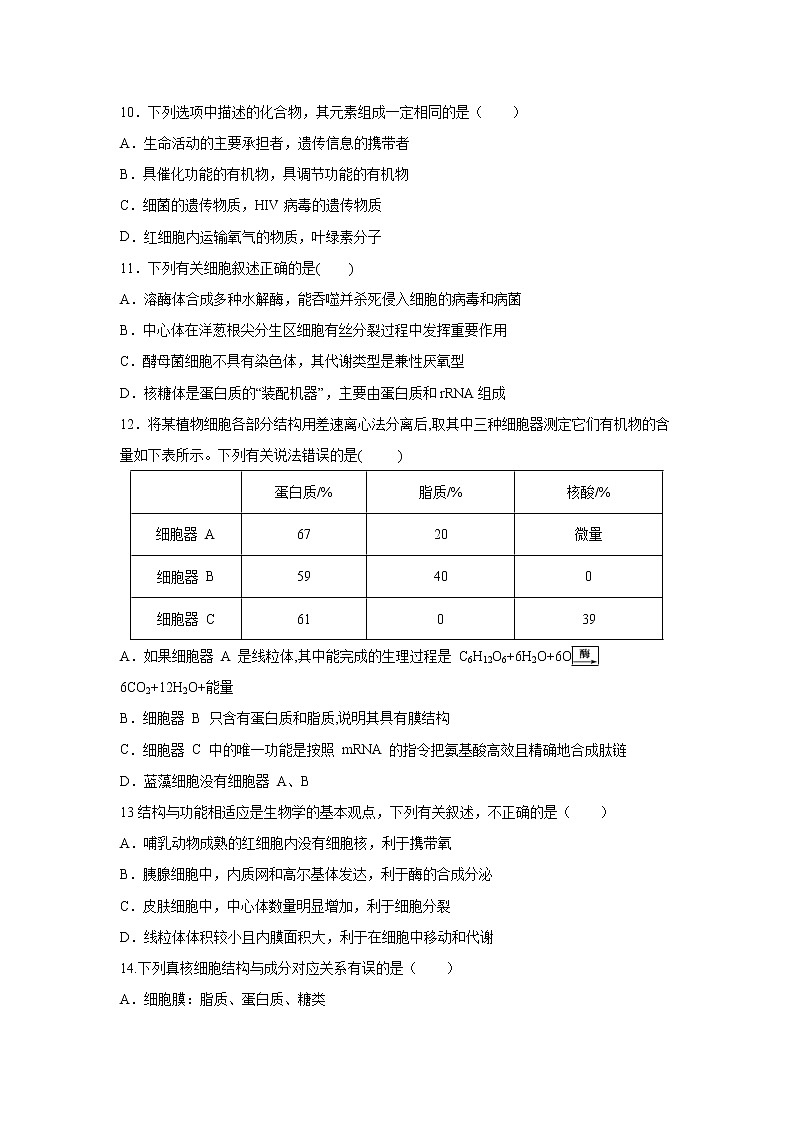 【生物】山西省原平市范亭中学2018-2019学年高二下学期期末考试试题03