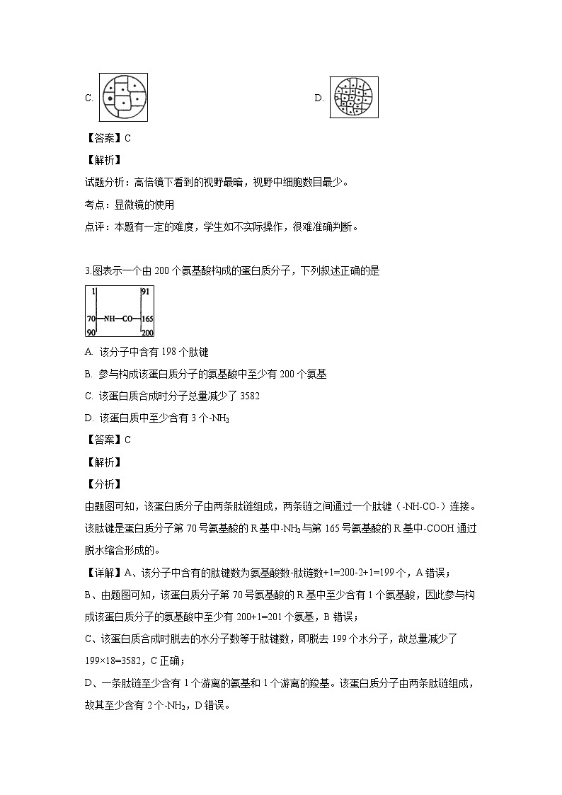 【生物】黑龙江省牡丹江一中2018-2019学年高二下学期期末考试试题（解析版）02