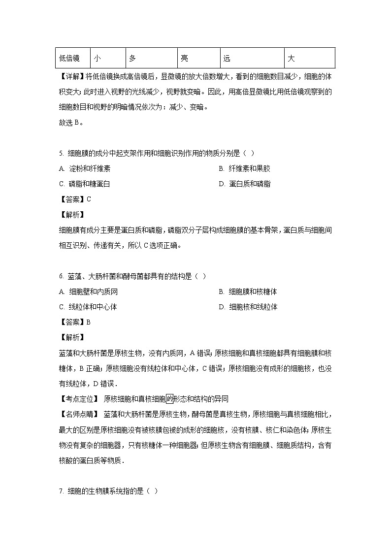 【生物】新疆维吾尔自治区且末县二中2018-2019学年高二上学期期末考试试卷（解析版）03