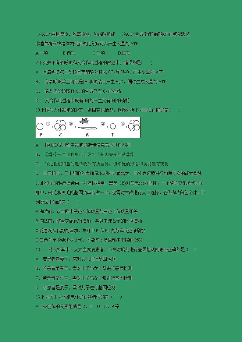【生物】云南省玉溪一中2018-2019学年高二上学期期末考试试题03