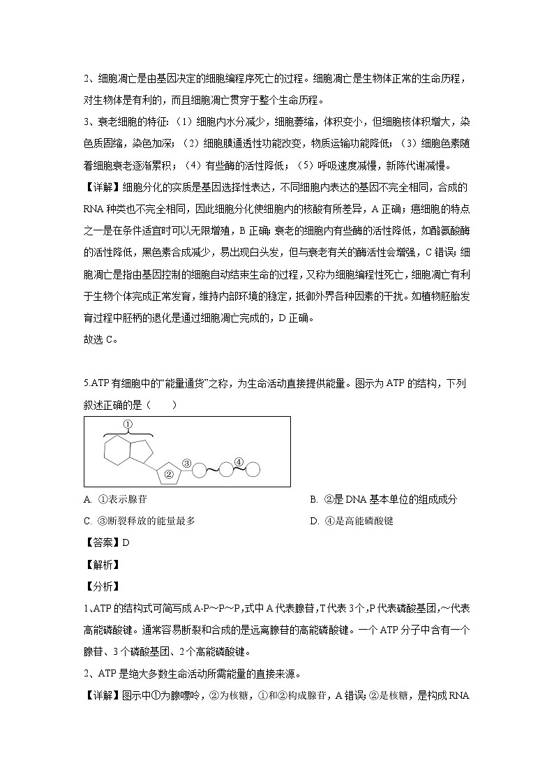 【生物】浙江省温州七校2018-2019学年高二上学期期末考试试题（解析版）第3页