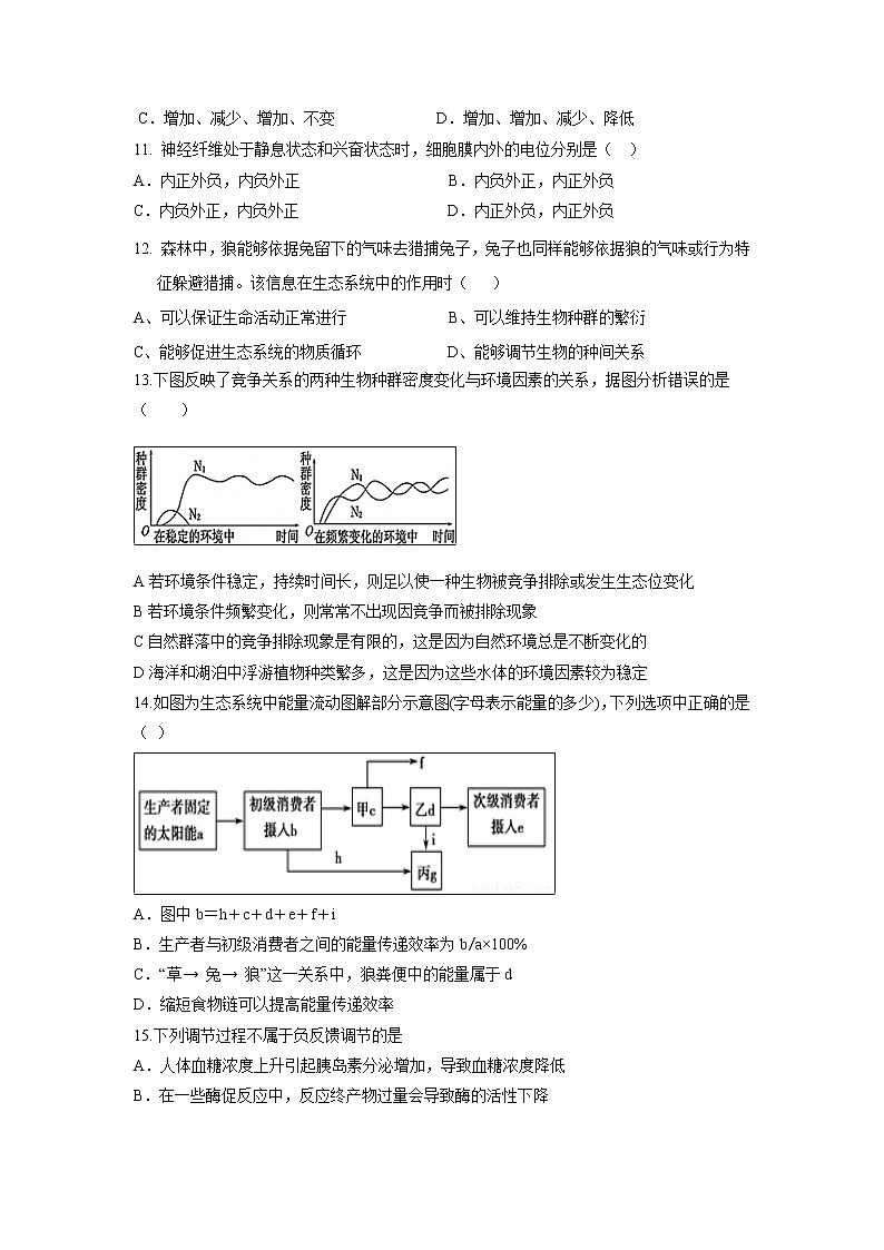 【生物】黑龙江省鹤岗市第一中学2018-2019学年高二上学期期末考试生物试题03