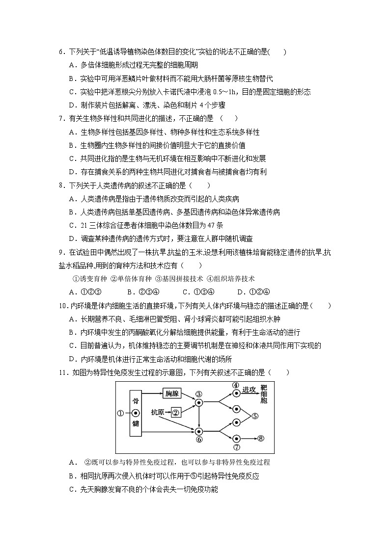 【生物】江西省鹰潭市2018-2019学年高二上学期期末质量检测试题02