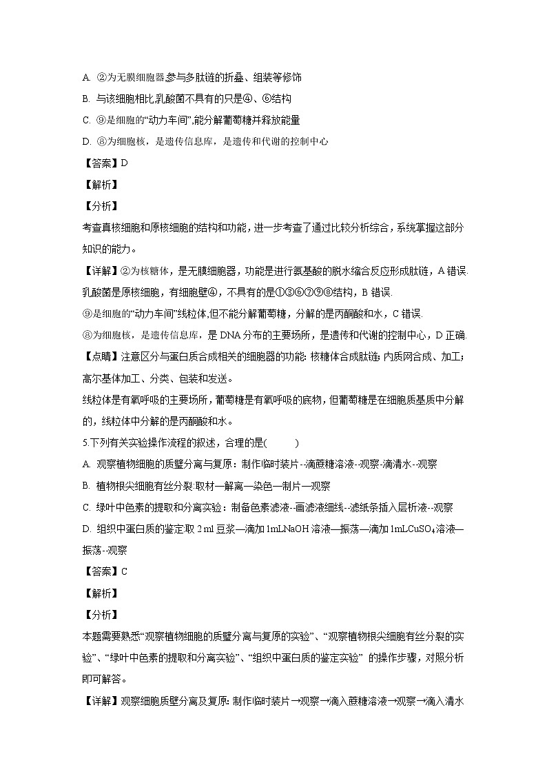 【生物】江西省奉新县第一中学2018-2019学年高二上学期期末考试试题 （解析版）03