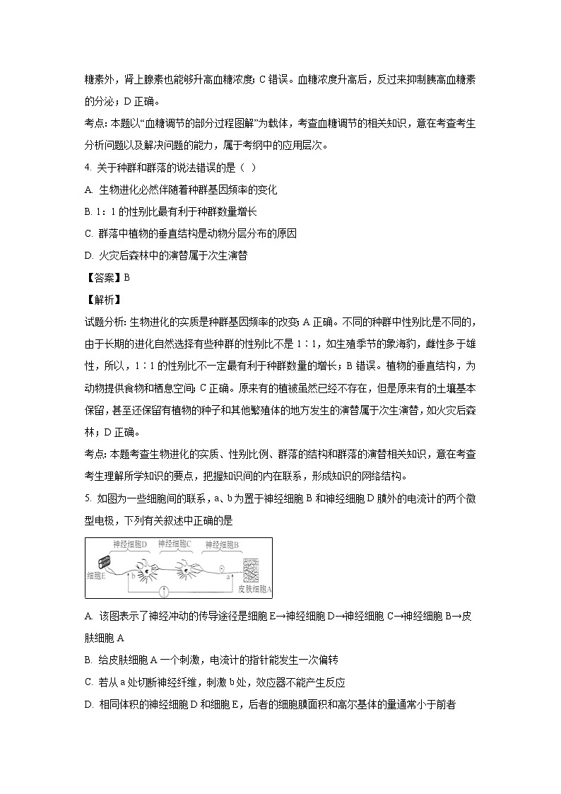 【生物】内蒙古集宁一中（西校区）2018-2019学年高二上学期期末考试试卷（解析版）03