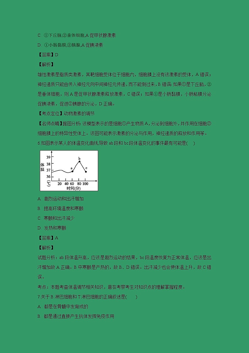 【生物】福建省仙游第一中学2018-2019学年高二上学期期末考试试题(解析版)03