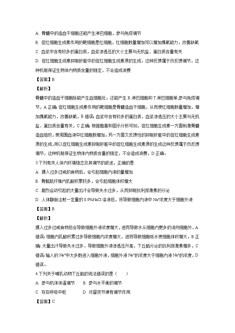【生物】安徽省阜阳市第三中学2018-2019学年高二上学期竞培中心期末模拟考试试题（解析版）02