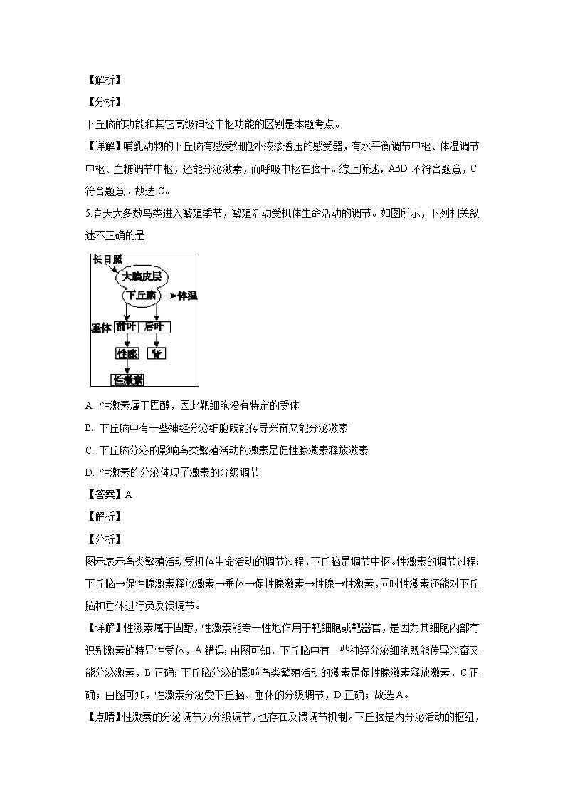 【生物】安徽省阜阳市第三中学2018-2019学年高二上学期竞培中心期末模拟考试试题（解析版）03