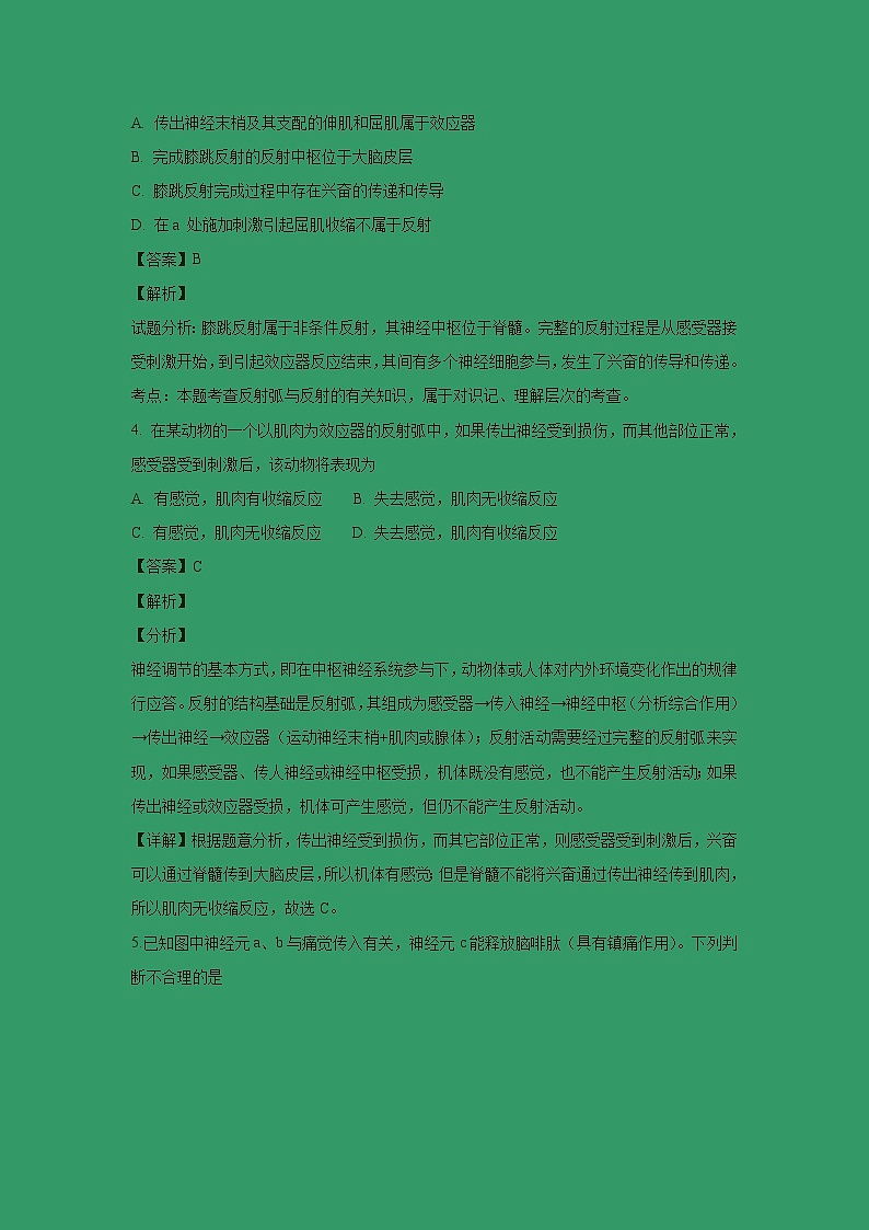 【生物】北京市东城区2018-2019学年高二上学期期末考试试卷 （解析版）02