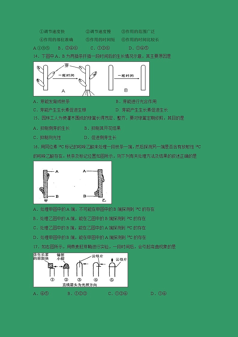 【生物】安徽省宿州市埇桥区2018-2019学年高二上学期期末考试试题第3页